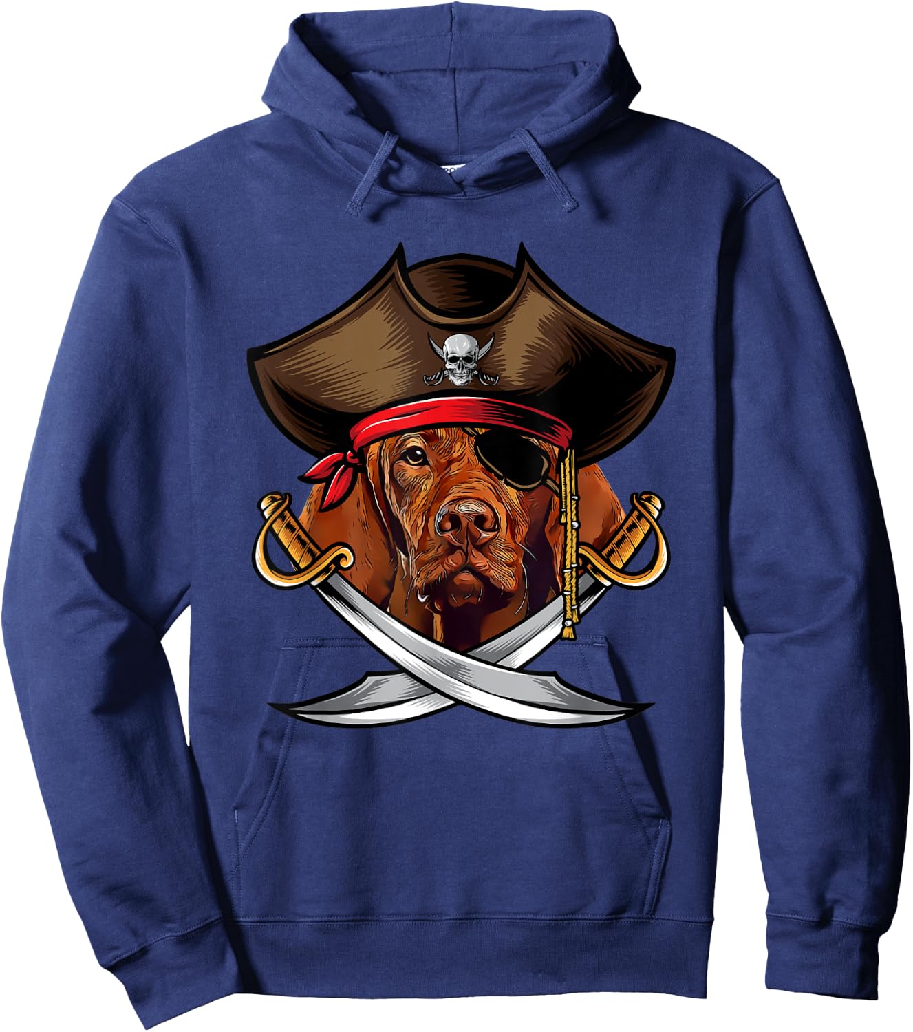Funny Vizsla Dog Pirate Captain Halloween Women Kids Hoodie - Hoodie | Navy