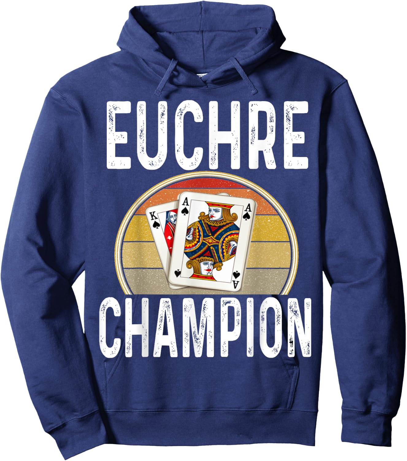 Euchre Champion Game Night Player Card Game Cards Retro Hoodie - Hoodie | Navy