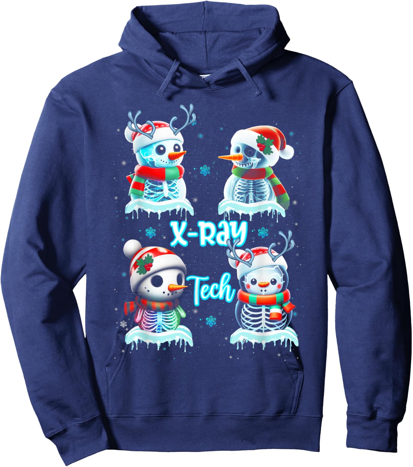 Radiology Technician X Ray Tech Funny Christmas Cute Snowman Hoodie - Hoodie | Navy