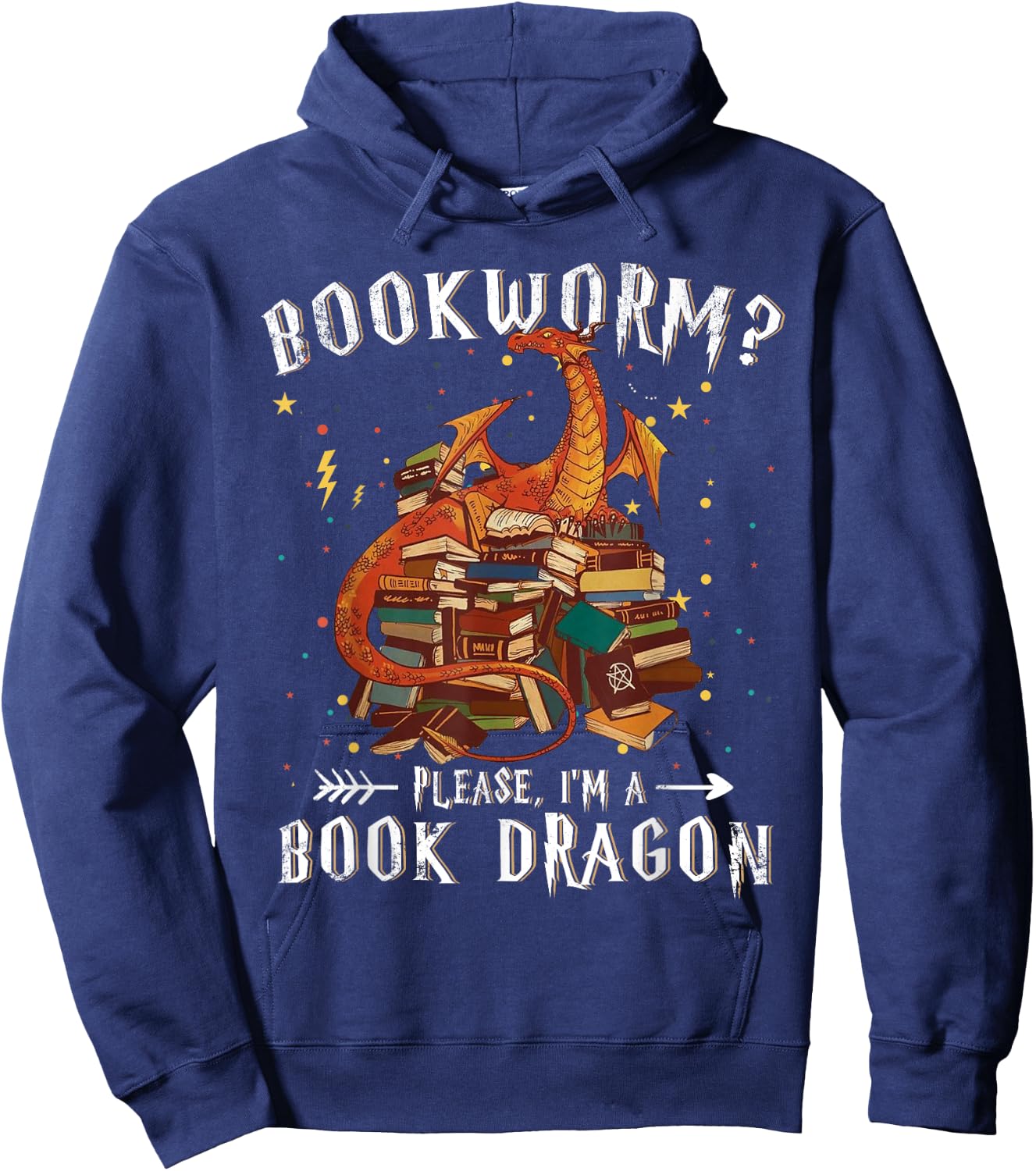 Dragon Book Shirt - Bookworm? Please I'm a Book Dragon Hoodie - Hoodie | Navy