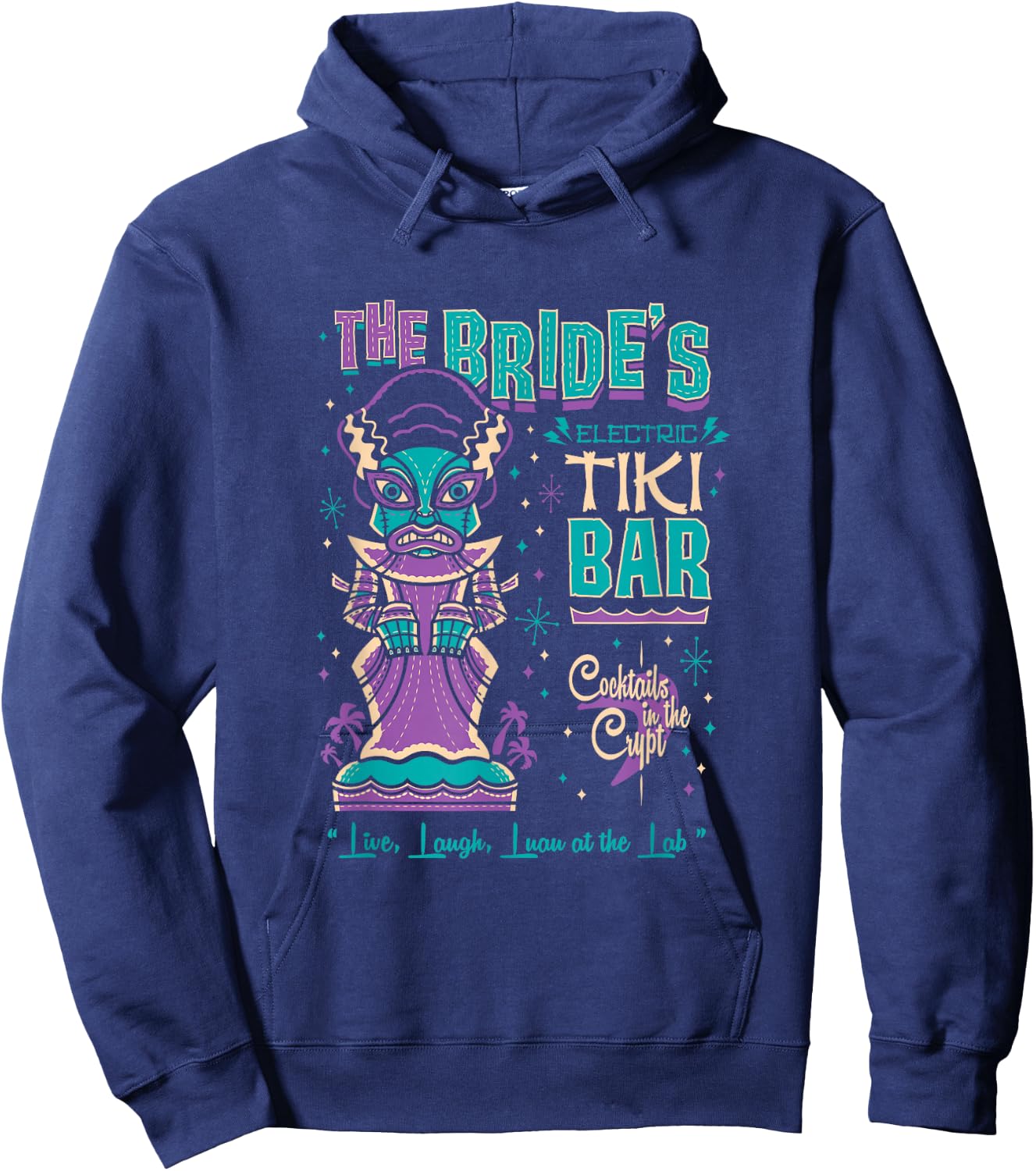 Bride of Frankenstein Tiki Bar Vintage Creepy Cute Surf Hoodie - Hoodie | Navy