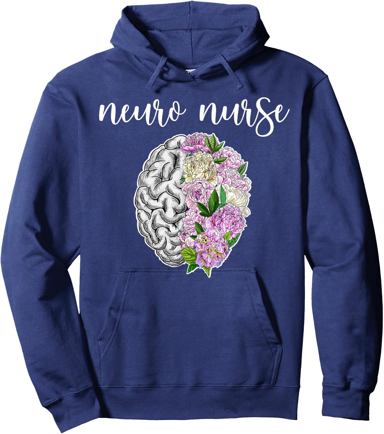 Neuro Nurse Flowers Neuro Nursing Neuroscience Nurse Hoodie - Hoodie | Navy
