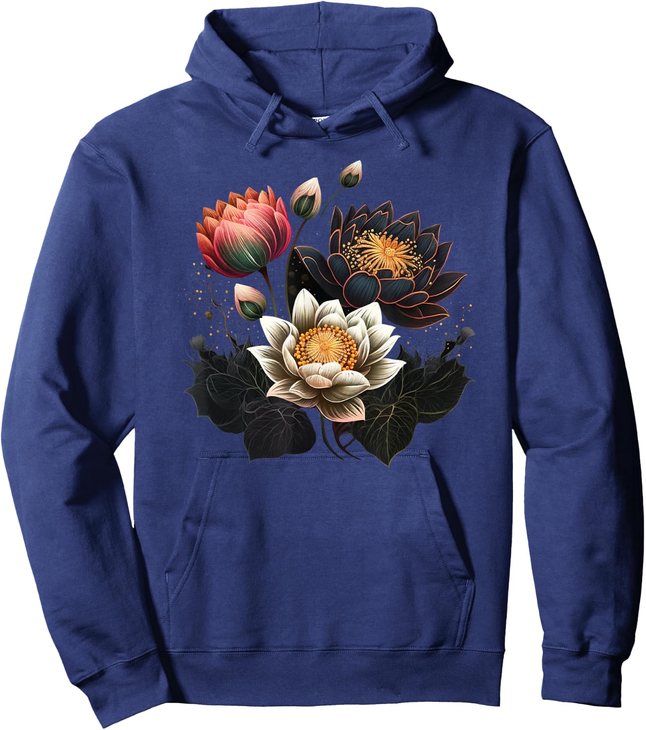 Lotus flowers Buddhism spiritual symbol yoga namaste blossom Hoodie - Hoodie | Navy