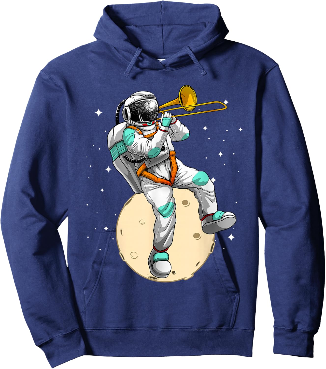 Funny Astronaut Trombone Art Women Trombone Player Hoodie - Hoodie | Navy
