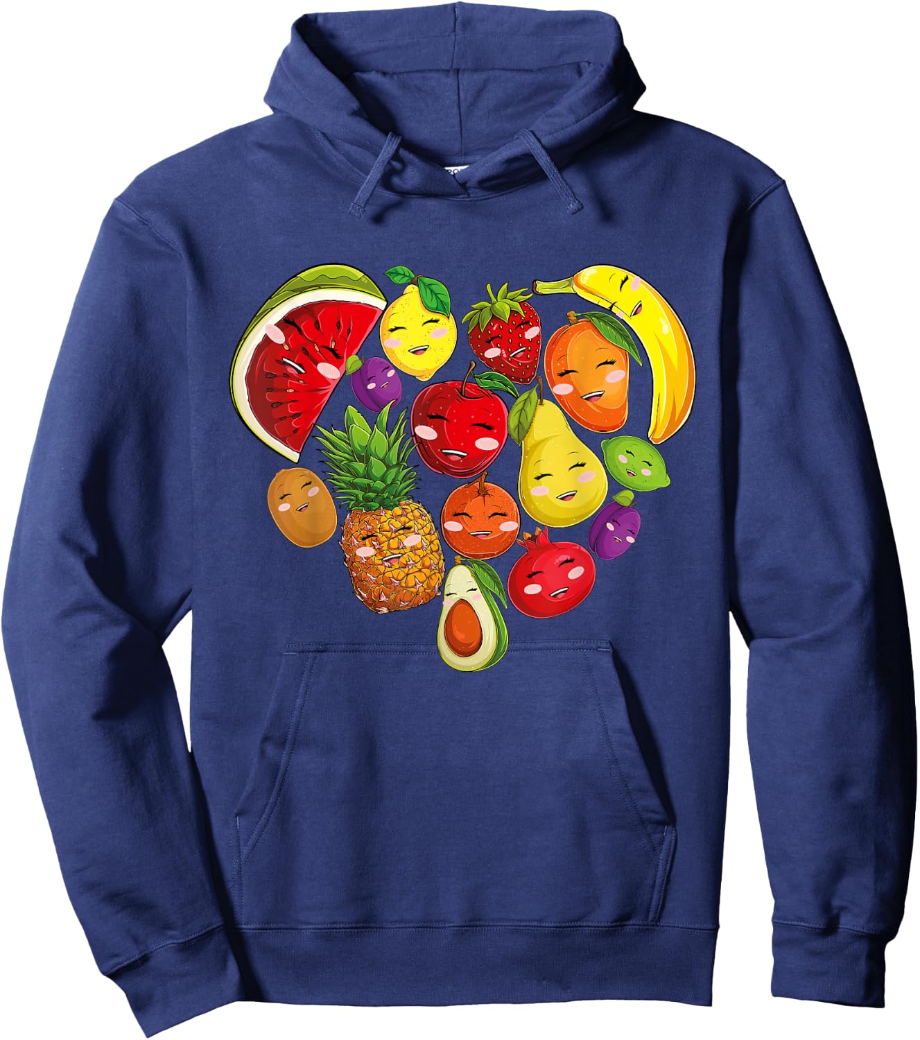 Funny Fruits Collage Cute Heart Fruit and Vegetables Hoodie - Hoodie | Navy
