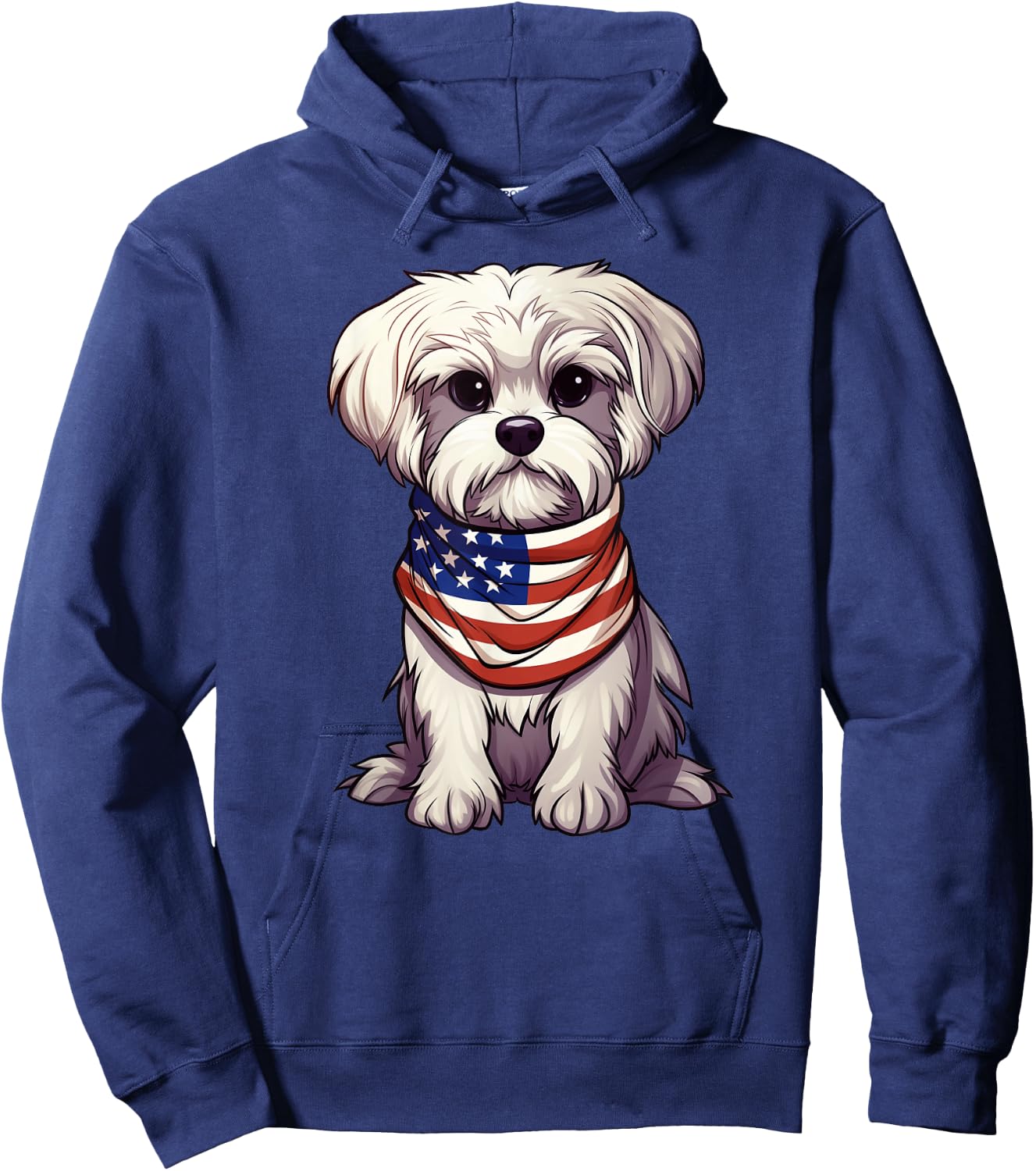 Maltese American Flag Maltese Dog Owner Mom Dad Men Women Hoodie - Hoodie | Navy