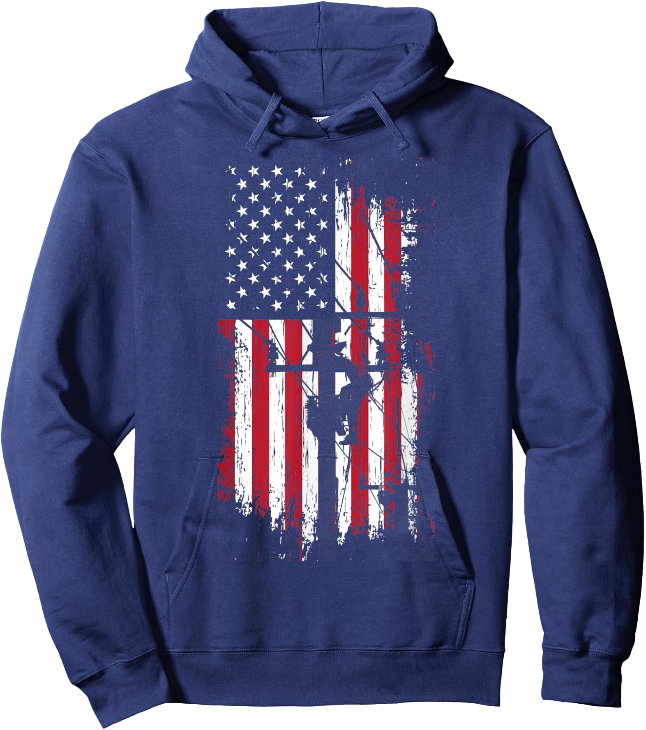 Patriot US Citizen USA Flag Design For Electrician Men Hoodie - Hoodie | Navy