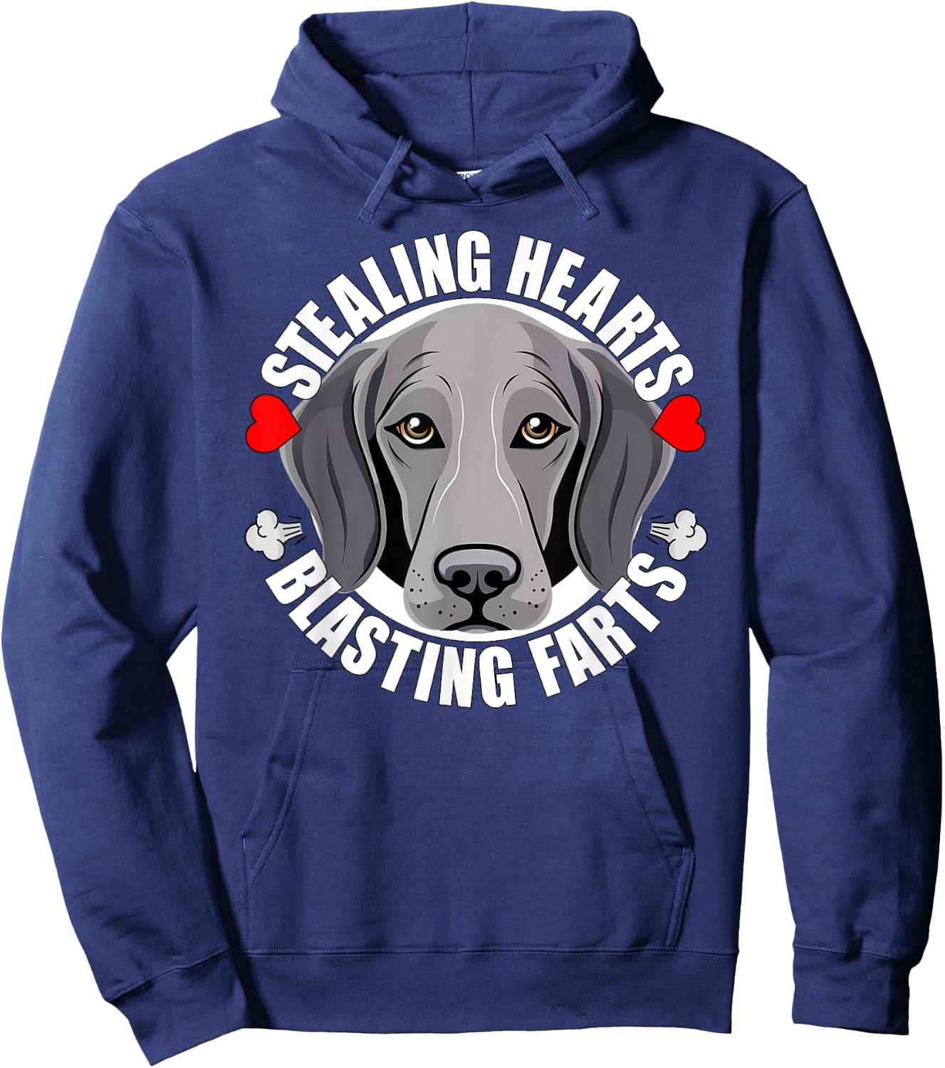 Funny Weimaraner Stealing Hearts Blasting Farts Puppy Dog Hoodie - Hoodie | Navy