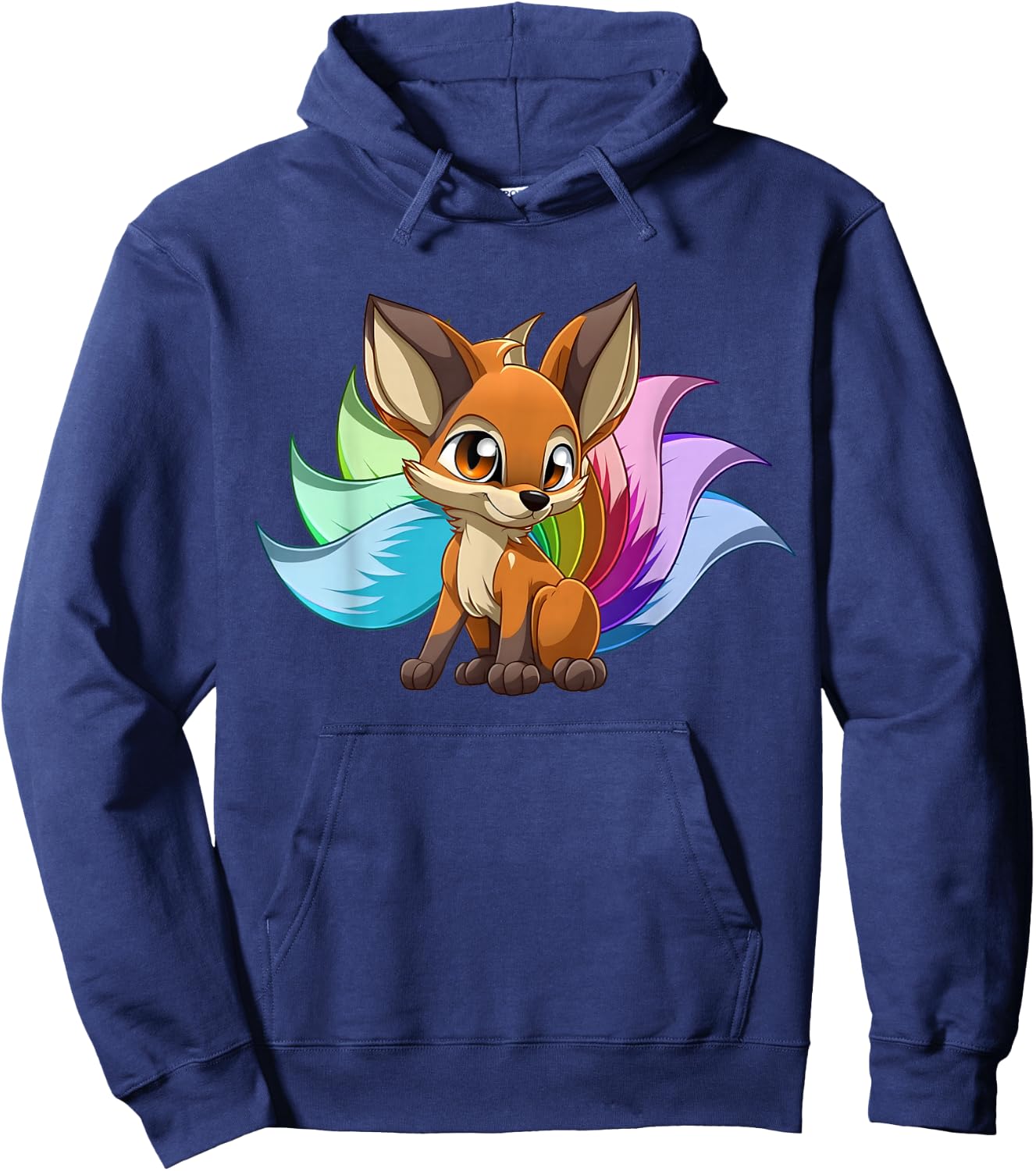 Kitsune-Nine-Tail Kawaii Fox Women Graphic Hoodie - Hoodie | Navy