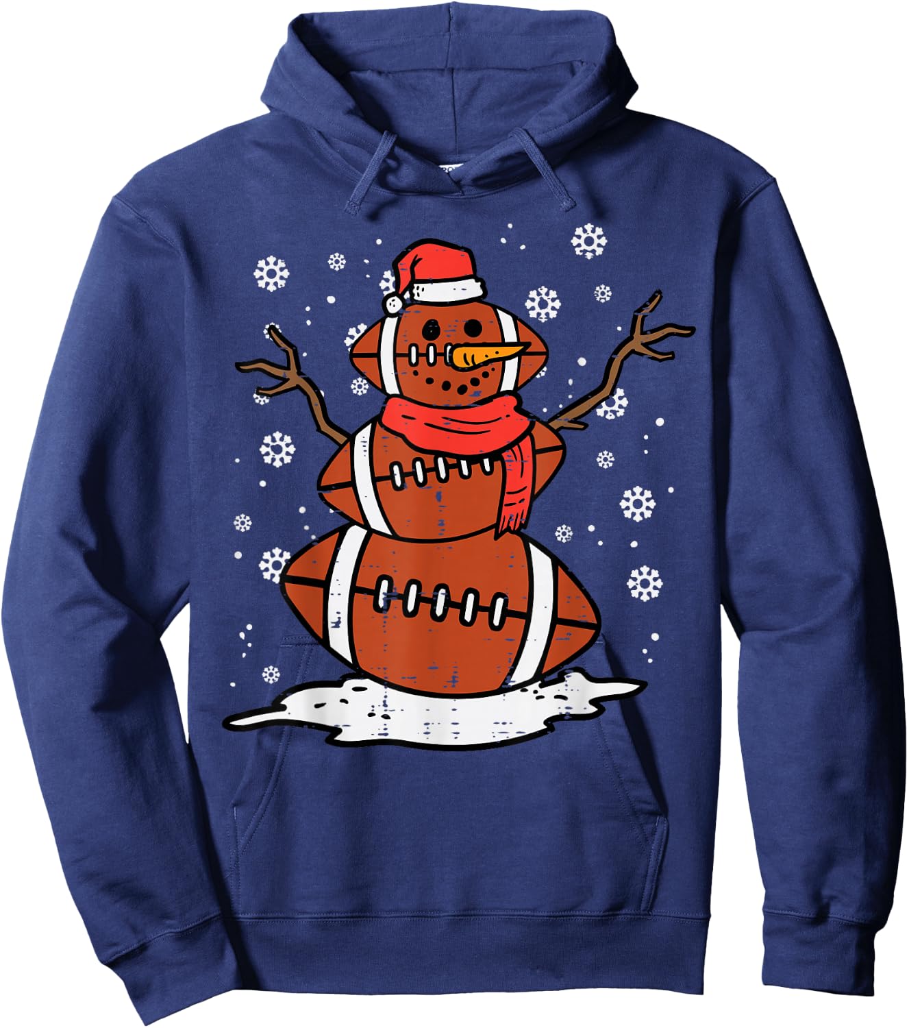Christmas American Football Snowman Xmas Sport Men Boys Kids Hoodie - Hoodie | Navy