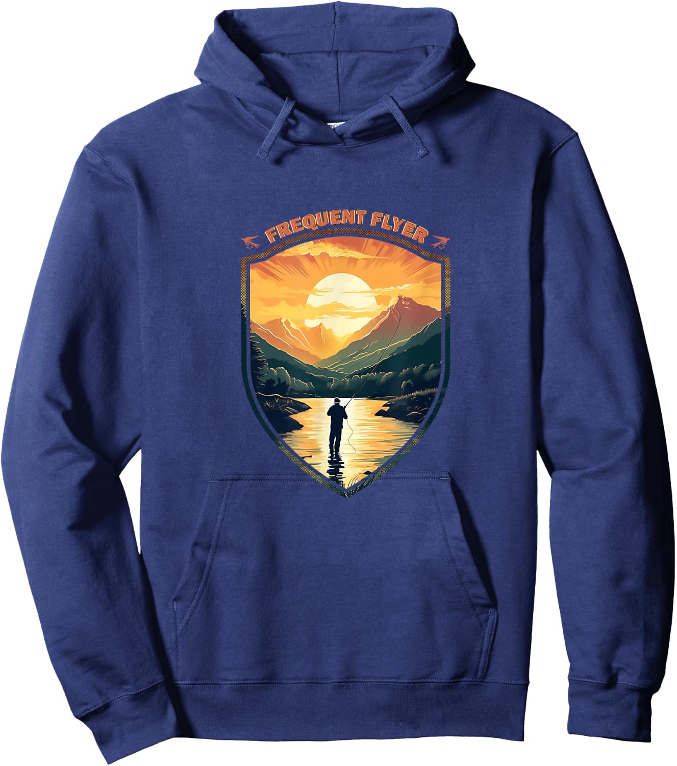 Frequent Flyer Vintage Angler Delight Fly Fisher Enthusiasts Hoodie - Hoodie | Navy