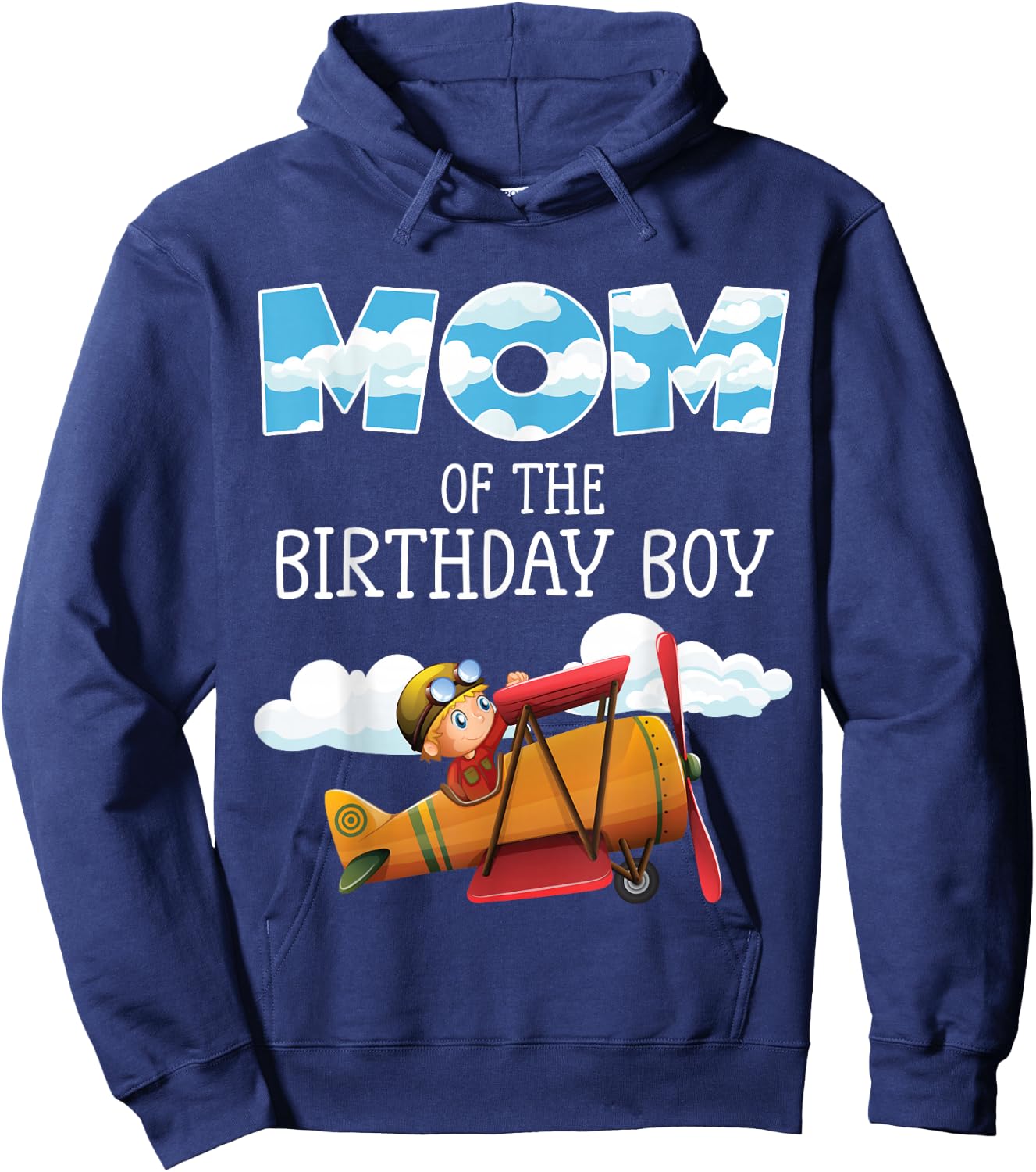 Mom of the Birthday Boy Little Pilot Family Matching Hoodie - Hoodie | Navy