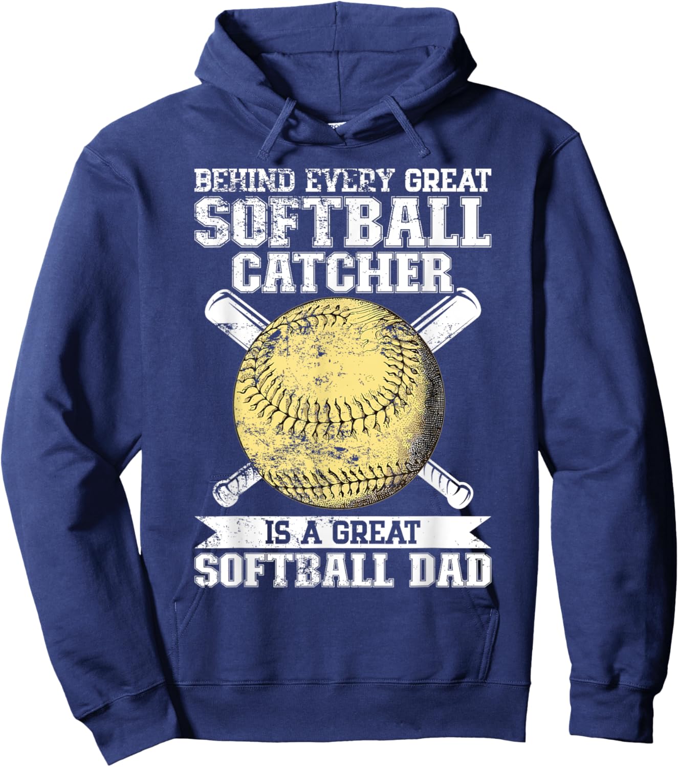 Softball Catcher Dad Pitcher Fastpitch Coach Fathers Day Hoodie - Hoodie | Navy