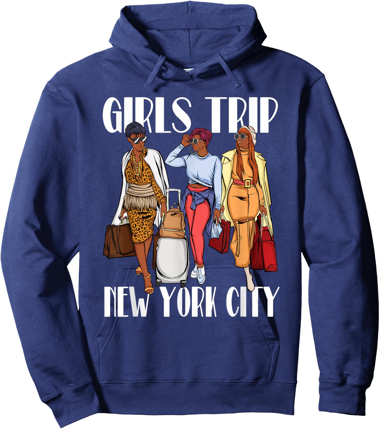 Girls Trip New York City 2025 Vacation Weekend Black Women Hoodie - Hoodie | Navy