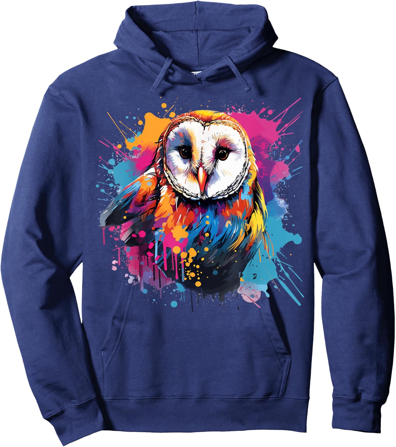 Splash Art Owls Lover Colorful Barn Owl Hoodie - Hoodie | Navy