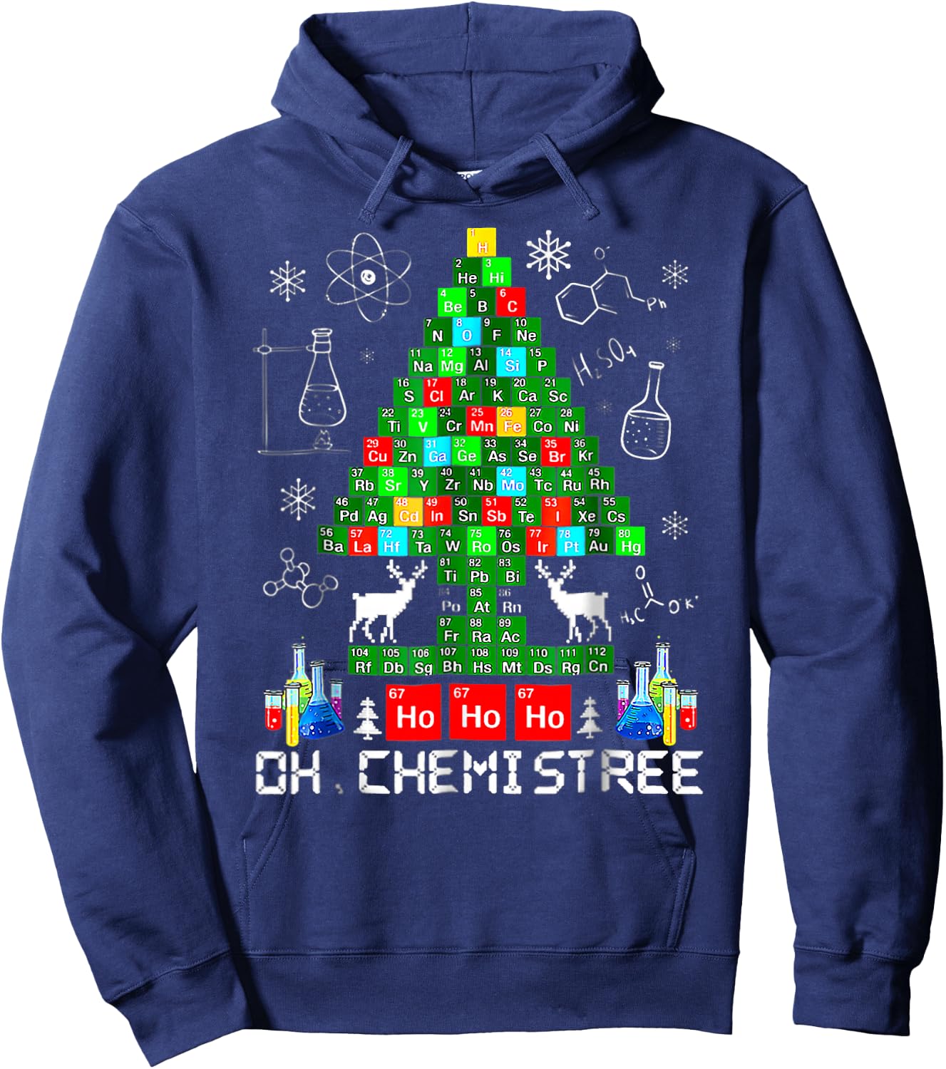 BORN Oh Chemistree Funny Science Christmas Tree Chemistry Chemist Hoodie - Hoodie | Navy