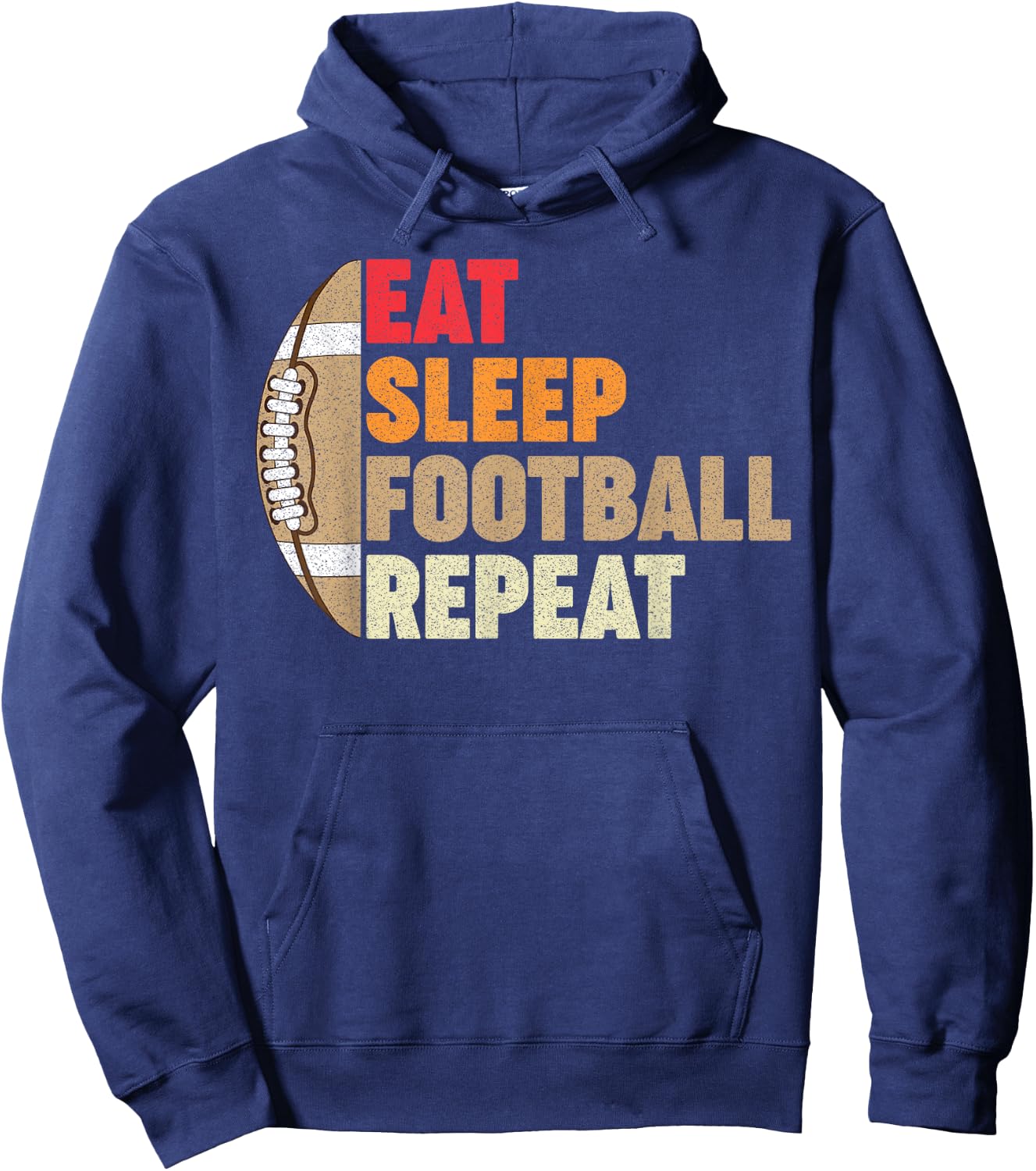 Retro Eat Sleep Football Repeat Men Women Teens Boys Girls Hoodie - Hoodie | Navy