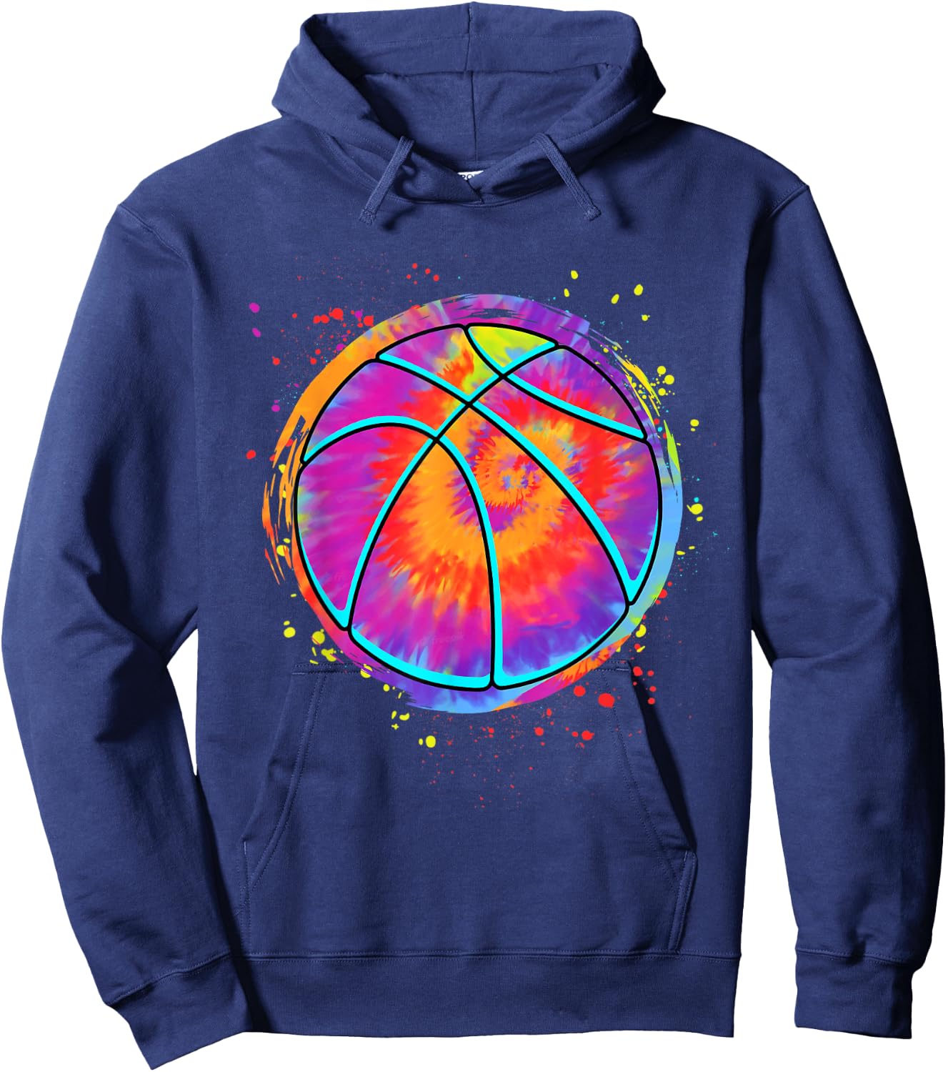 Tie Dye Basketball Ball Colorful Basketball Lovers Men Women Hoodie - Hoodie | Navy