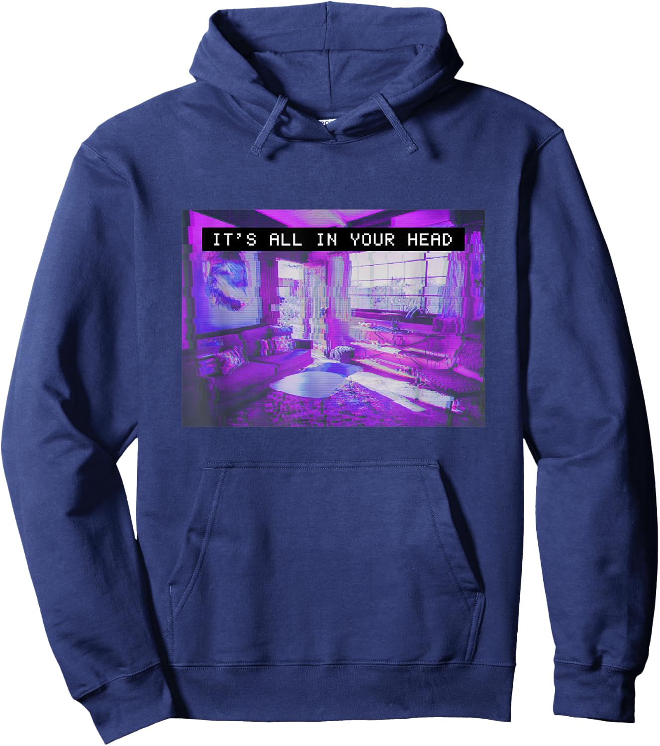 Vaporwave Aesthetic 80s Synthwave It's All in Your Mind Head Hoodie - Hoodie | Navy