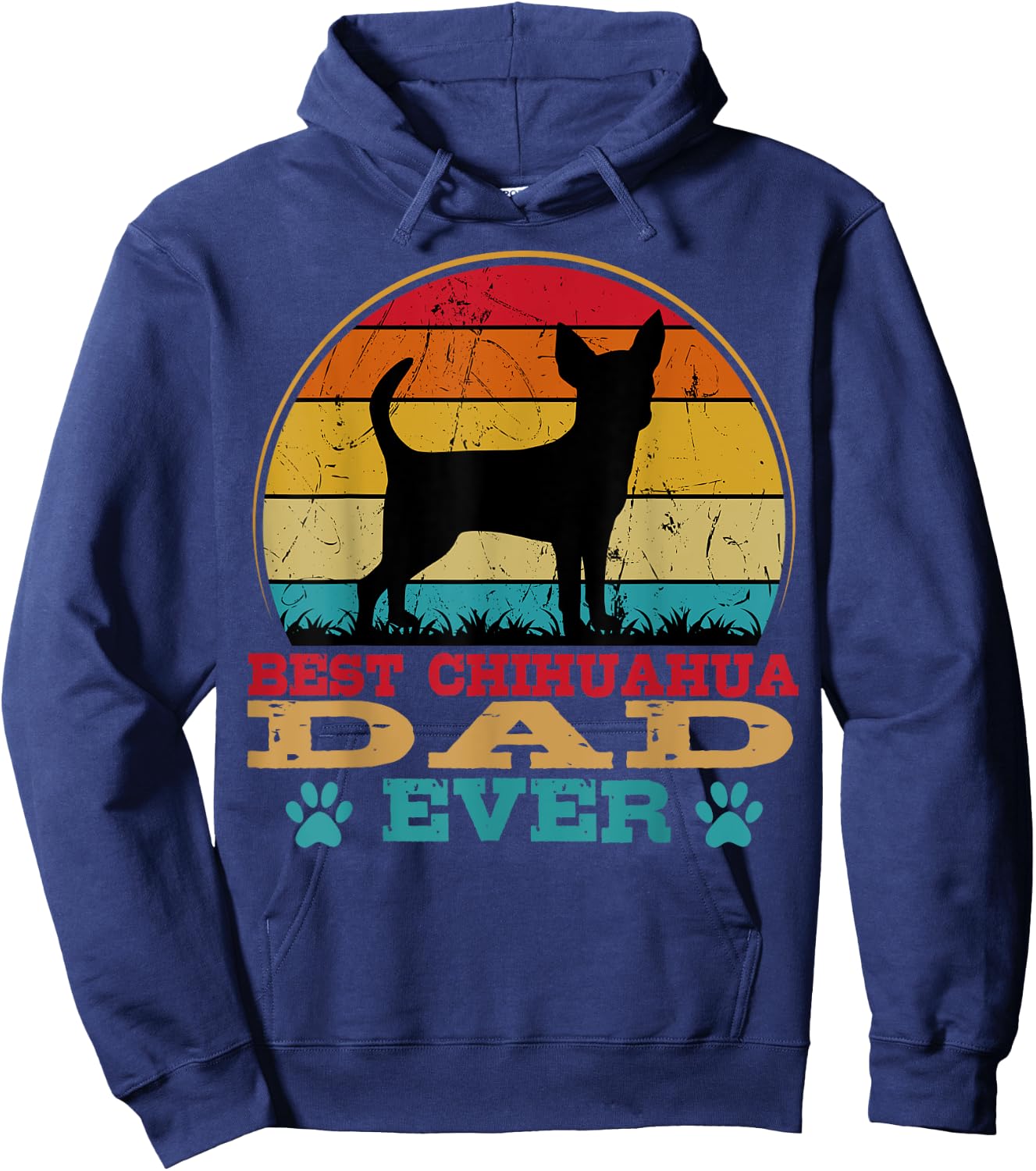 Chihuahua Dad Retro Vintage Dog Owner Breeder Father's Day Men Women Girls Kids Hoodie - Hoodie | Navy