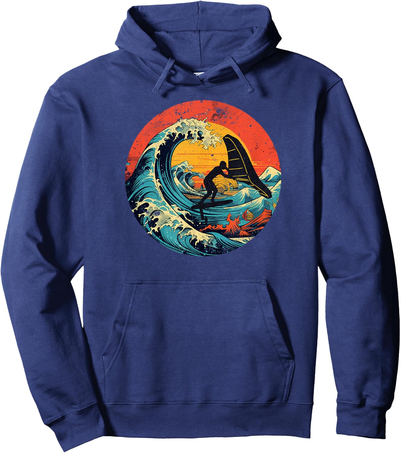 Wingfoil Surfer Wingfoiling Board Vintage Wing Foiling Hoodie - Hoodie | Navy