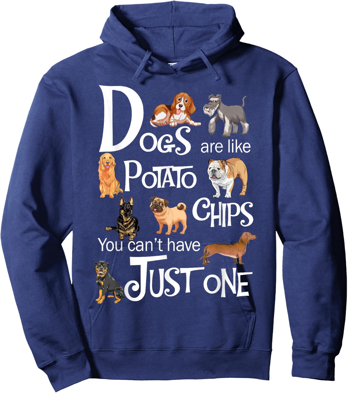 Funny Dogs Are Like Potato Chips Shirt - Women's Black Cartoon Dog - Small - Short Sleeve - - Regular Fit - Imported Hoodie - Hoodie | Navy