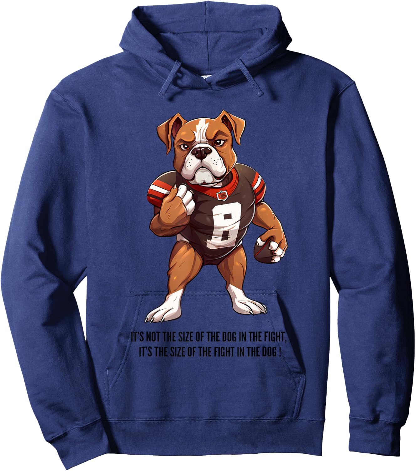 Size of the dog in the fight, Football , Pitbull Hoodie - Hoodie | Navy