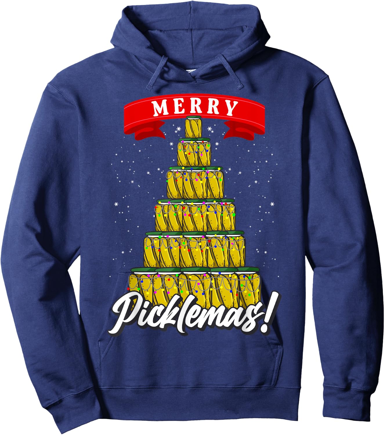 Pickle Gifts Men Women Fermentation Ugly Christmas Pickle Hoodie - Hoodie | Navy