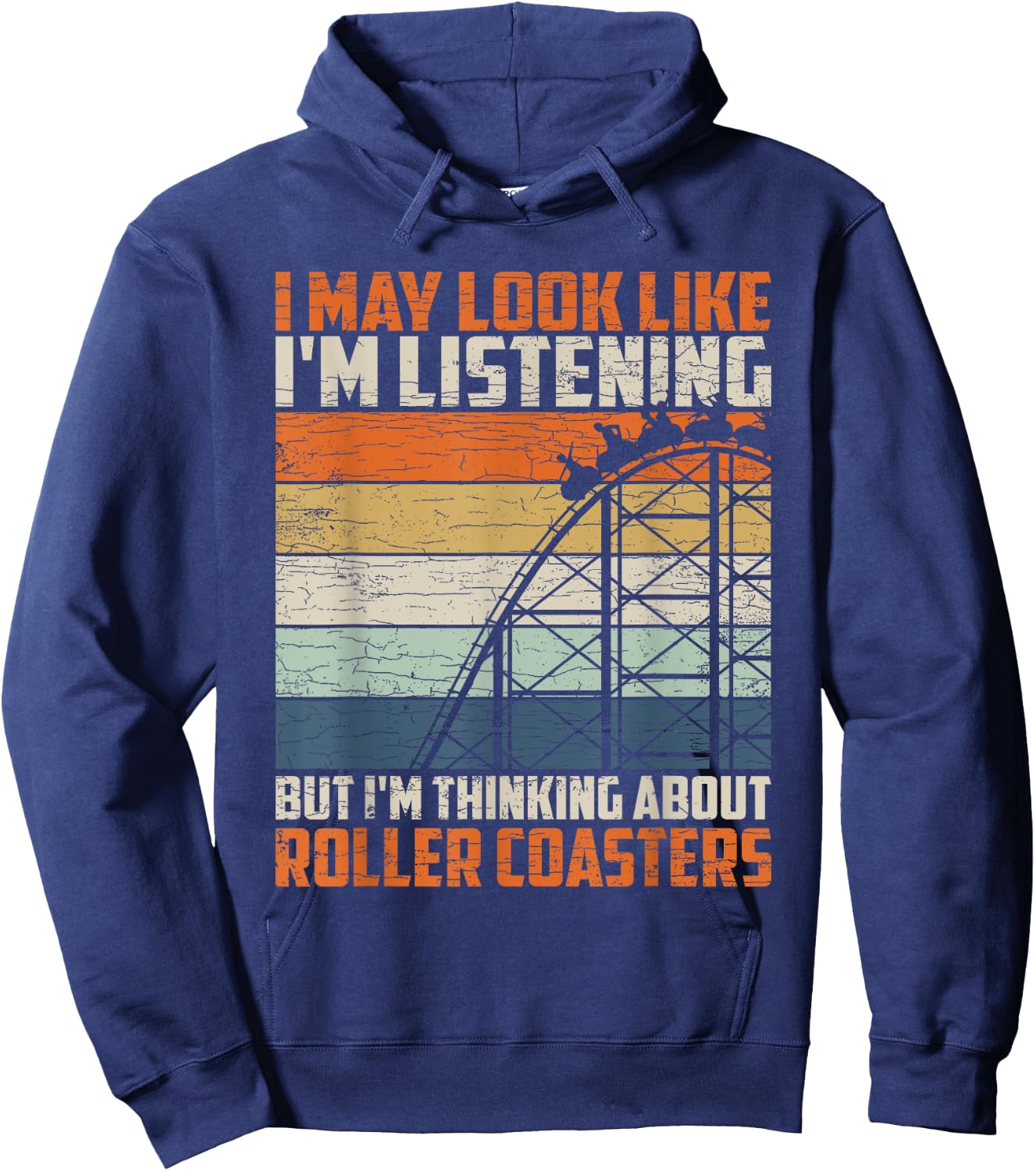 Vintage Roller Coaster Hoodie - Hoodie | Navy