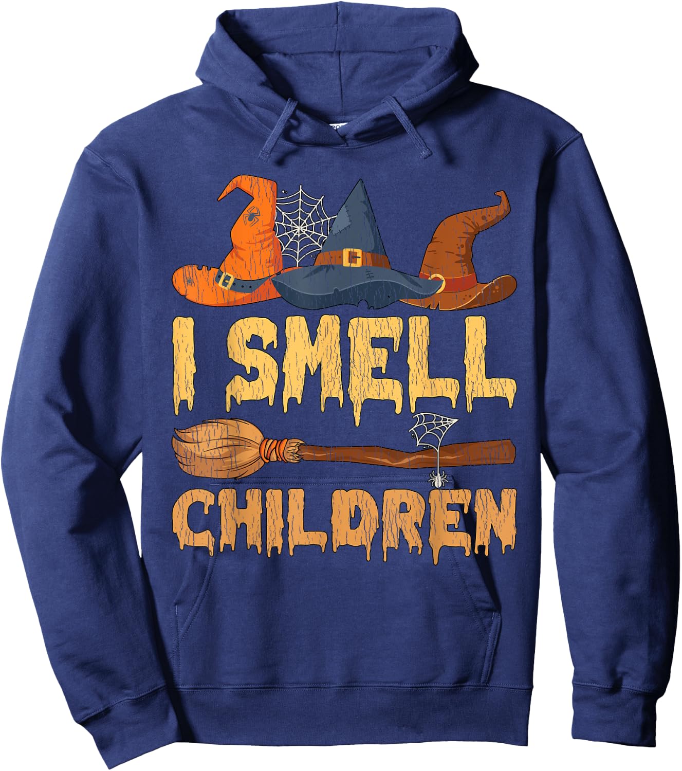 Vintage I Smell Children Hocus Pocus Witch Broom Halloween Hoodie - Hoodie | Navy