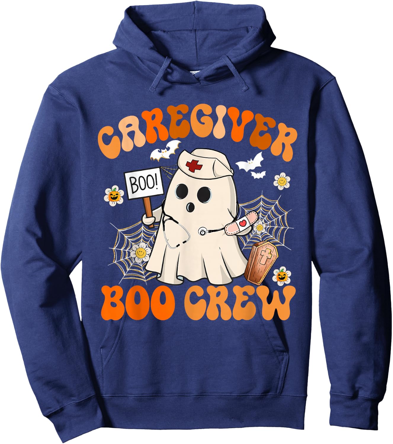 Caregiver Boo Crew Funny Ghost Halloween Costumes Hoodie - Hoodie | Navy