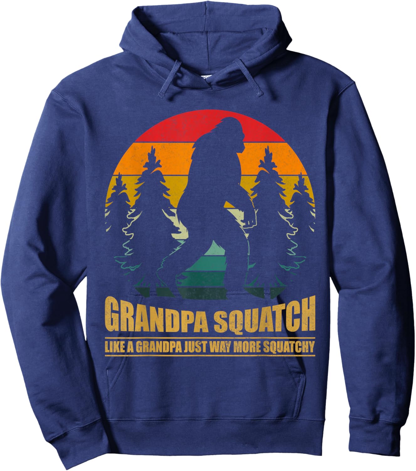 Bigfoot Grandpa Squatch Retro Funny Sasquatch Father’s Day Hoodie - Hoodie | Navy