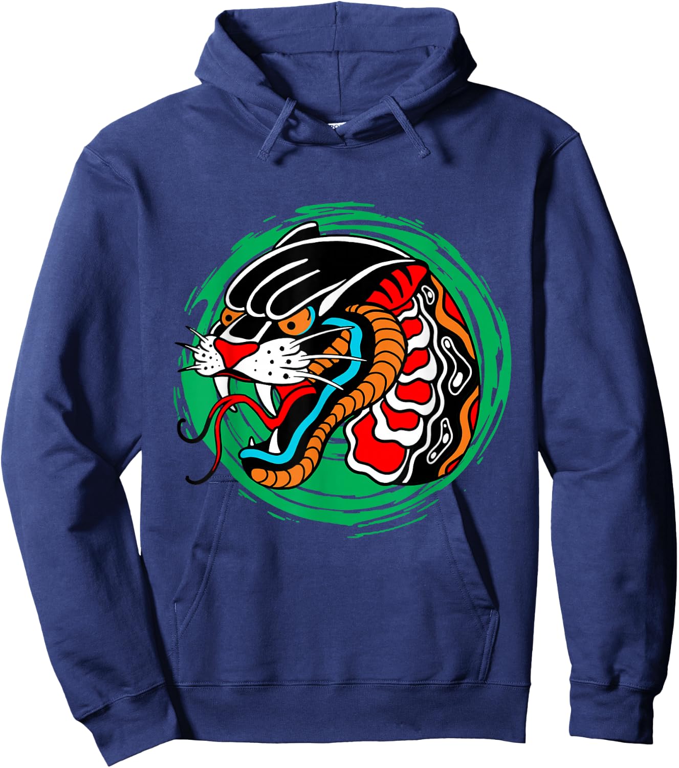 American Traditional Tattoo Old School Panther Snake Edgy Hoodie - Hoodie | Navy