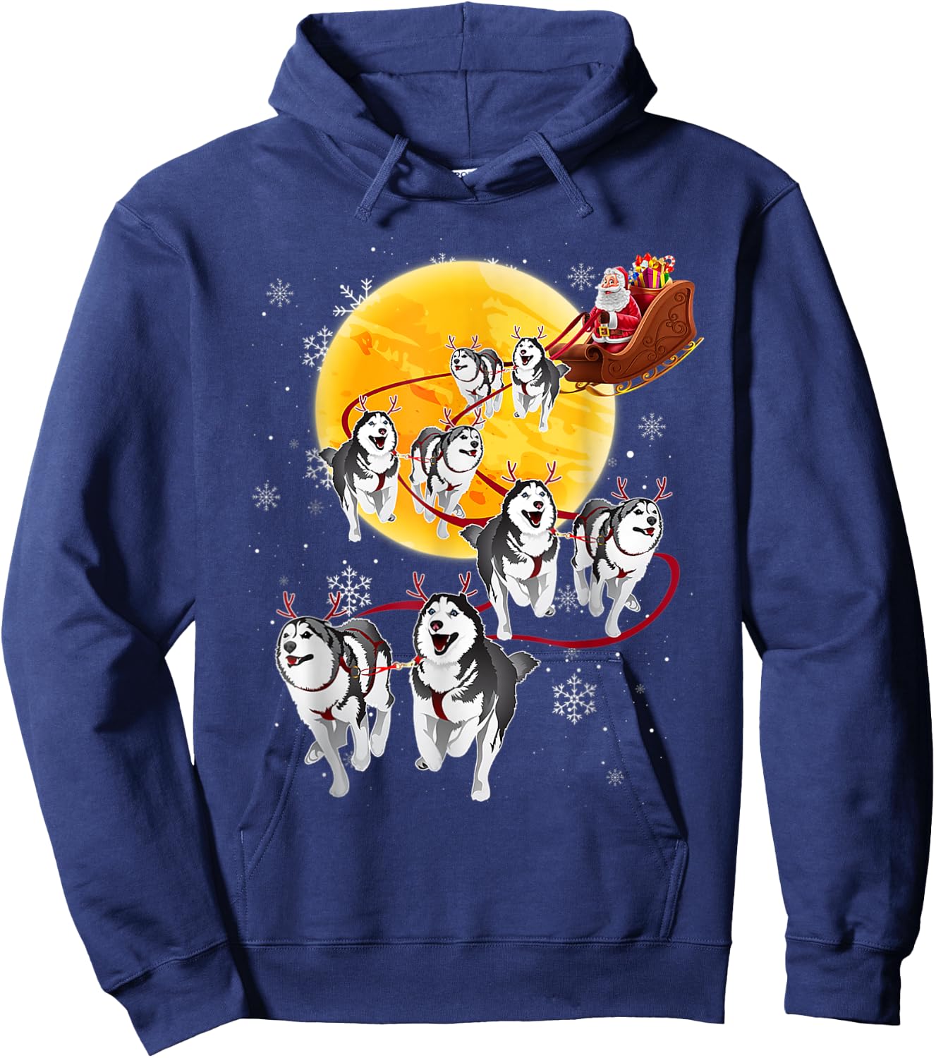 Santa Ride Sleigh Siberian Husky Christmas Dog Lover Hoodie - Hoodie | Navy