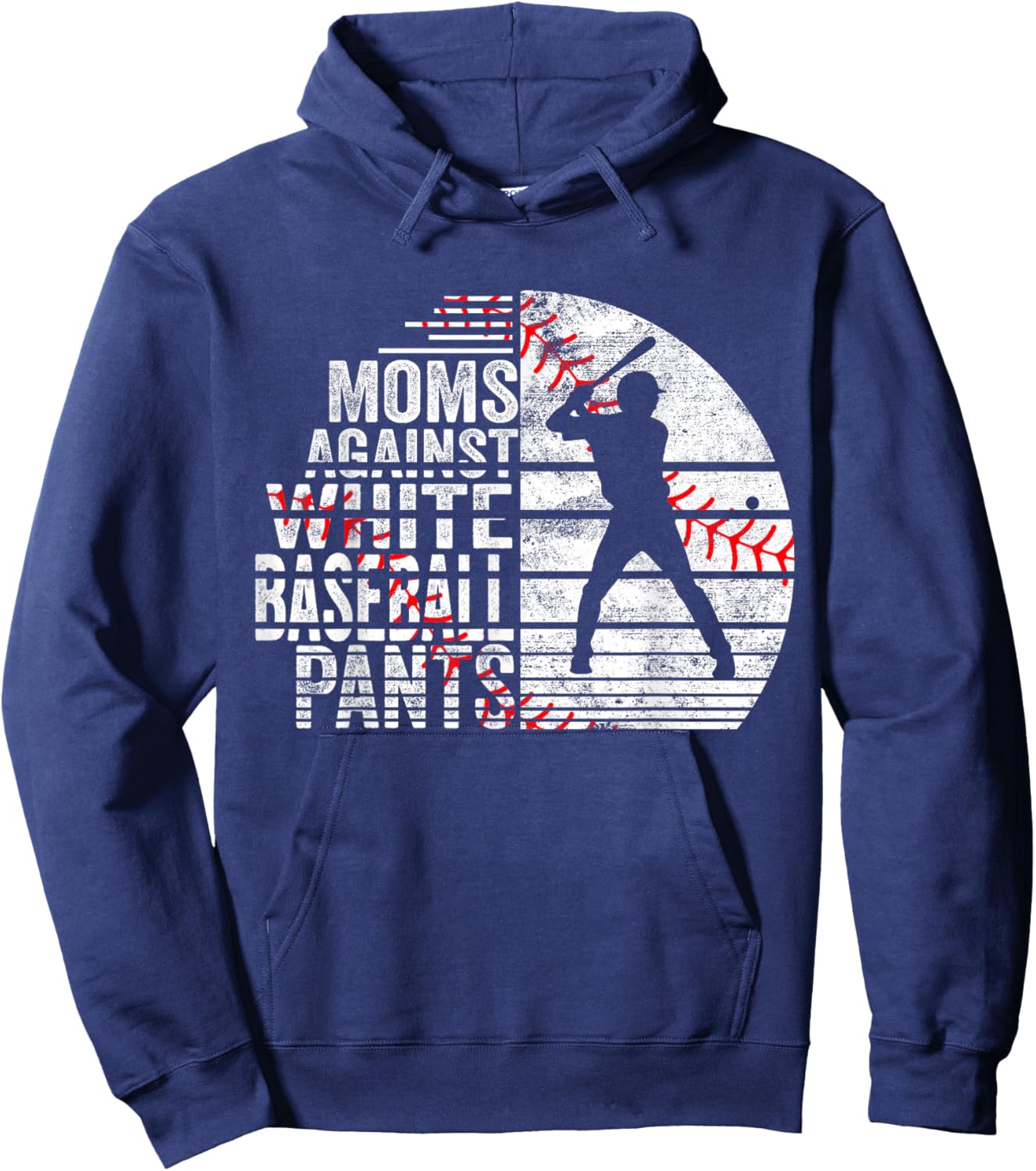 Moms Against White Baseball Pants Hoodie - Hoodie | Navy