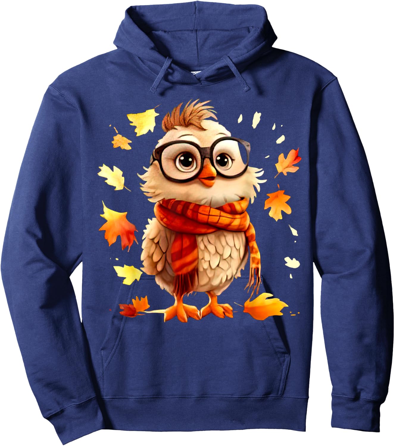 Cute Chick Fall Leaves Chicken Farm Animal Autumn Hoodie - Hoodie | Navy