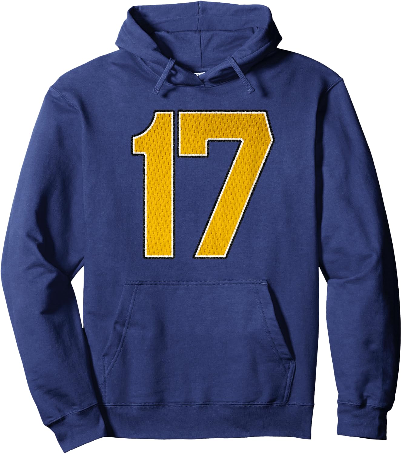 Gold Number 17 Athlete Sports Jersey Supporter Fanwear Hoodie - Hoodie | Navy