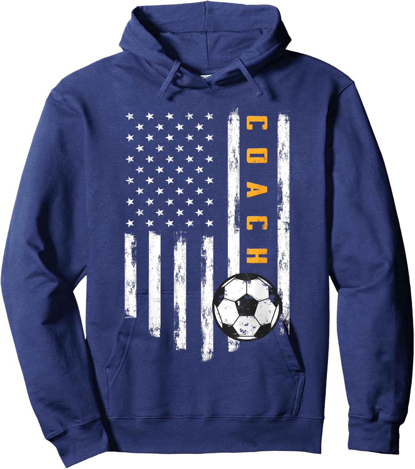 Soccer Coach American Flag Design Funny Trainer Coaching Hoodie - Hoodie | Navy