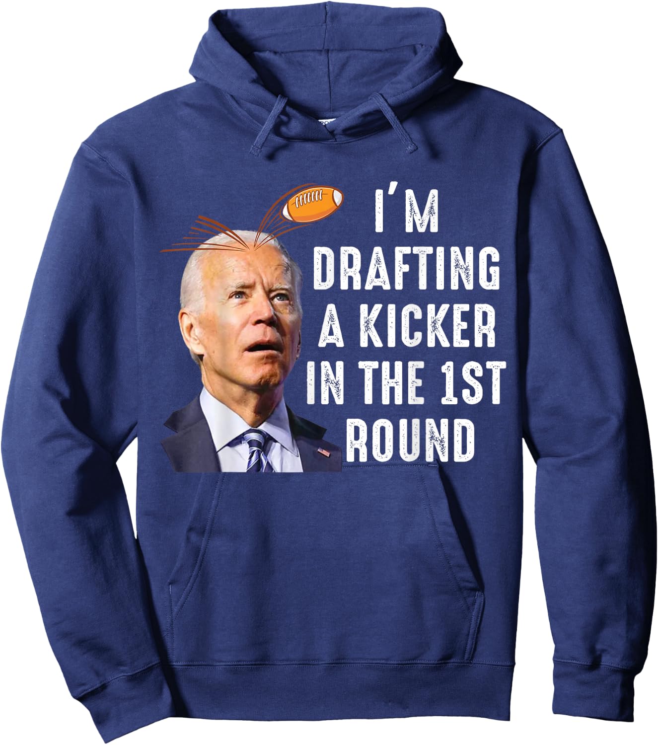 Confused Drafting Kicker Funny Fantasy Football Draft Party Hoodie - Hoodie | Navy