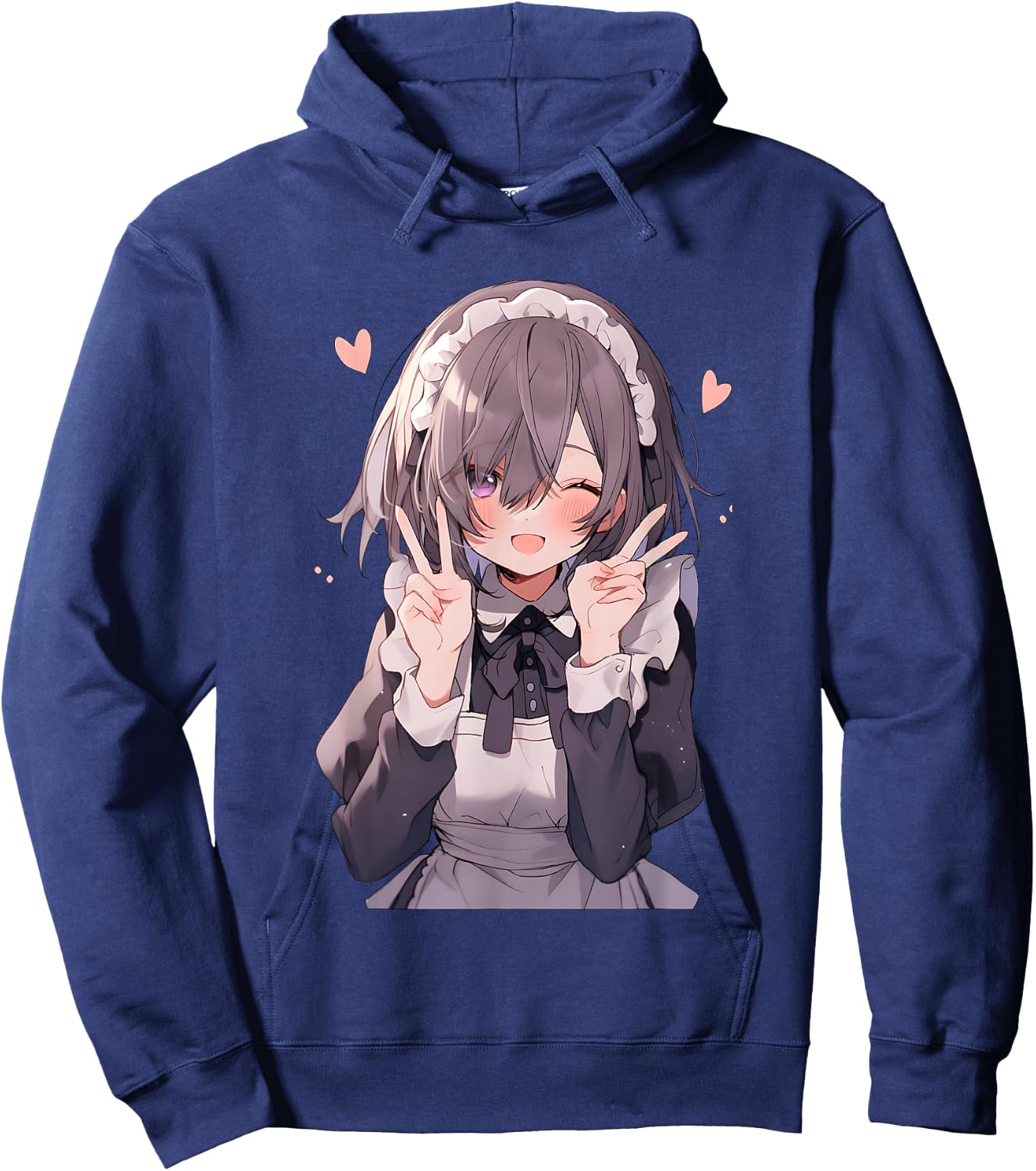 Kawaii Anime Girl Maid Cute Otaku Hoodie - Hoodie | Navy