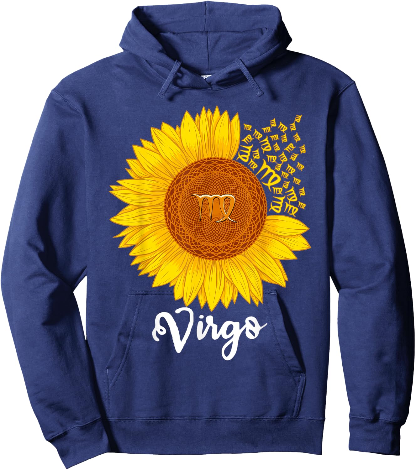 Virgo Sunflower Zodiac Sign Floral Astrology Women Hoodie - Hoodie | Navy
