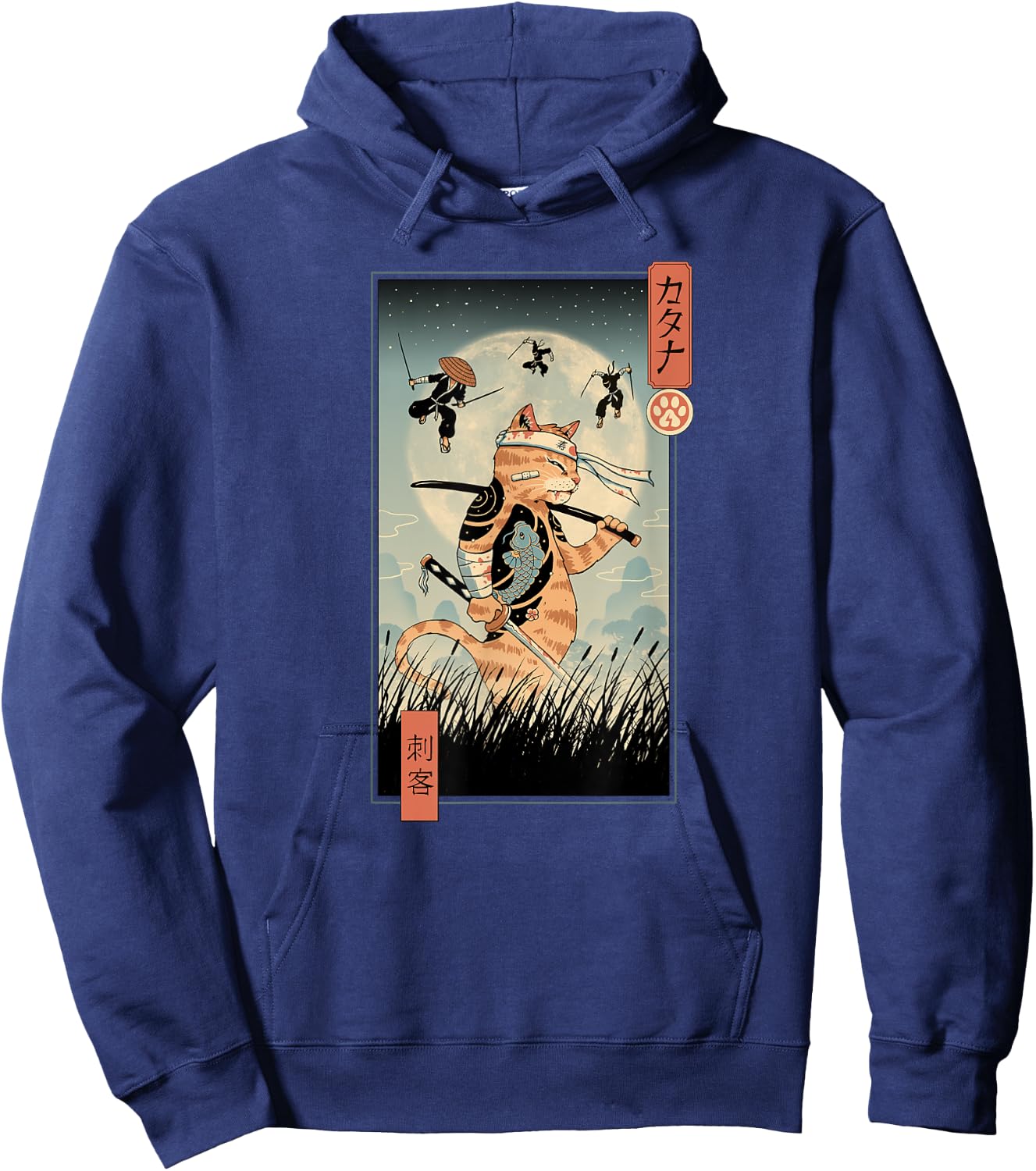 Cat Warrior the Last Fight Ukiyo-e Men Women Kids Hoodie - Hoodie | Navy