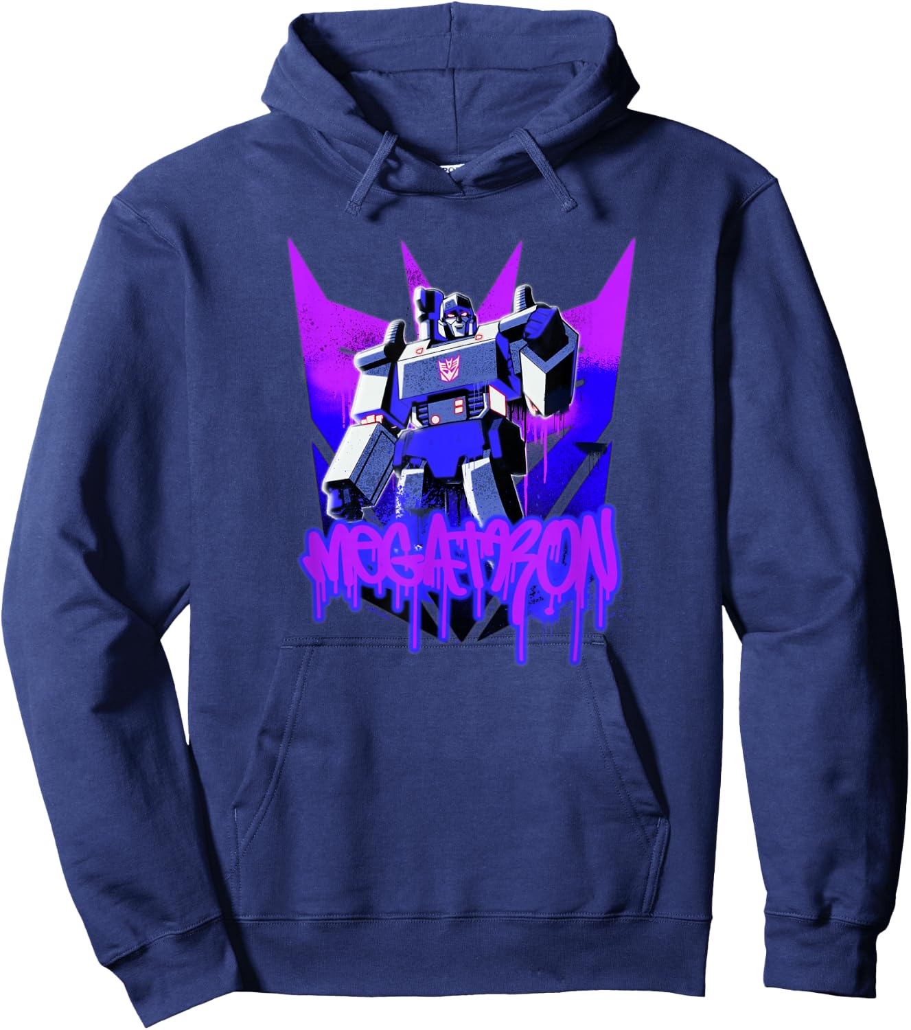 Transformers Megatron Graffiti Painted Wall Portrait Hoodie - Hoodie | Navy