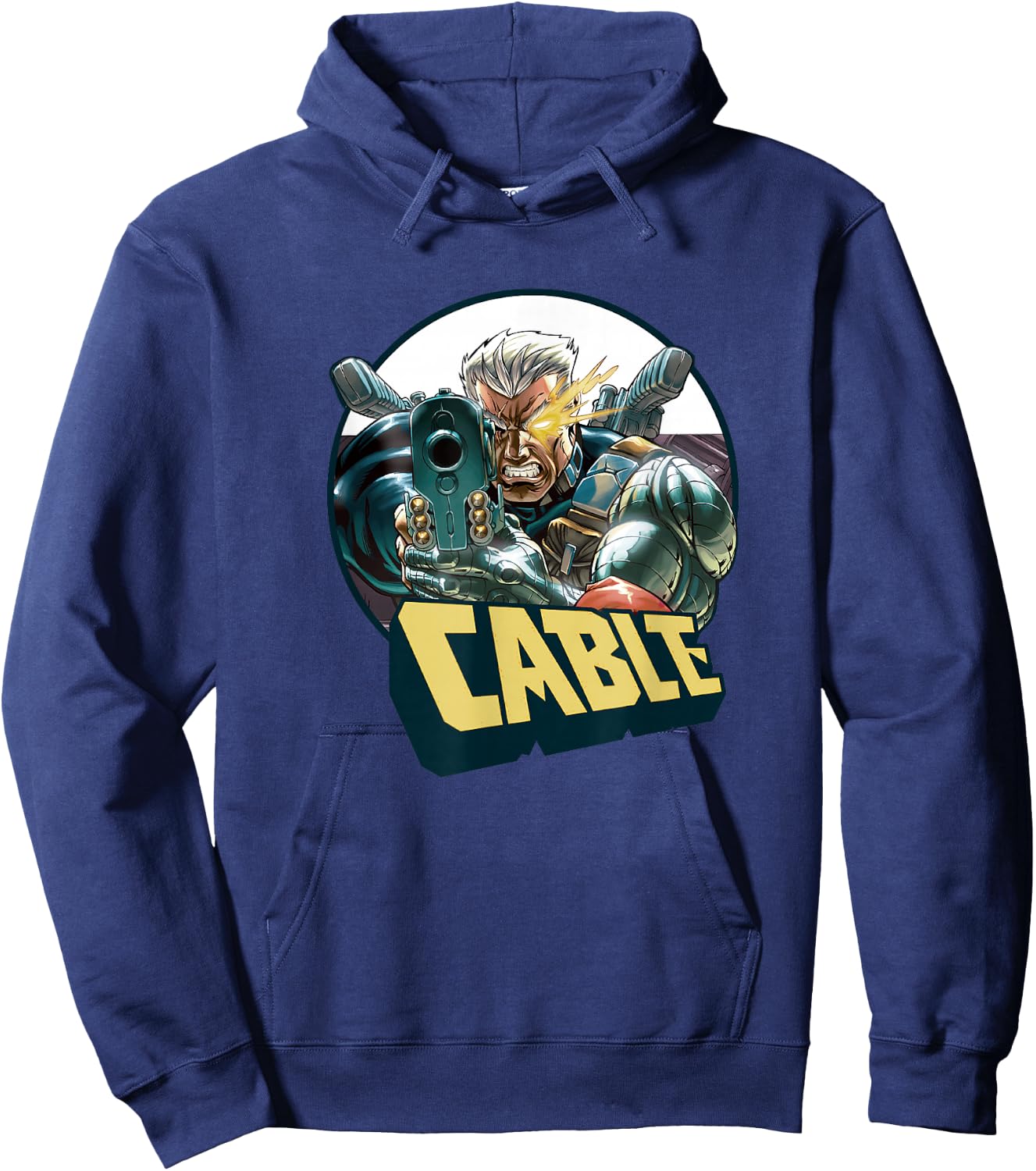 Marvel X-Men Cable Action Packed Circle Portrait Hoodie - Hoodie | Navy