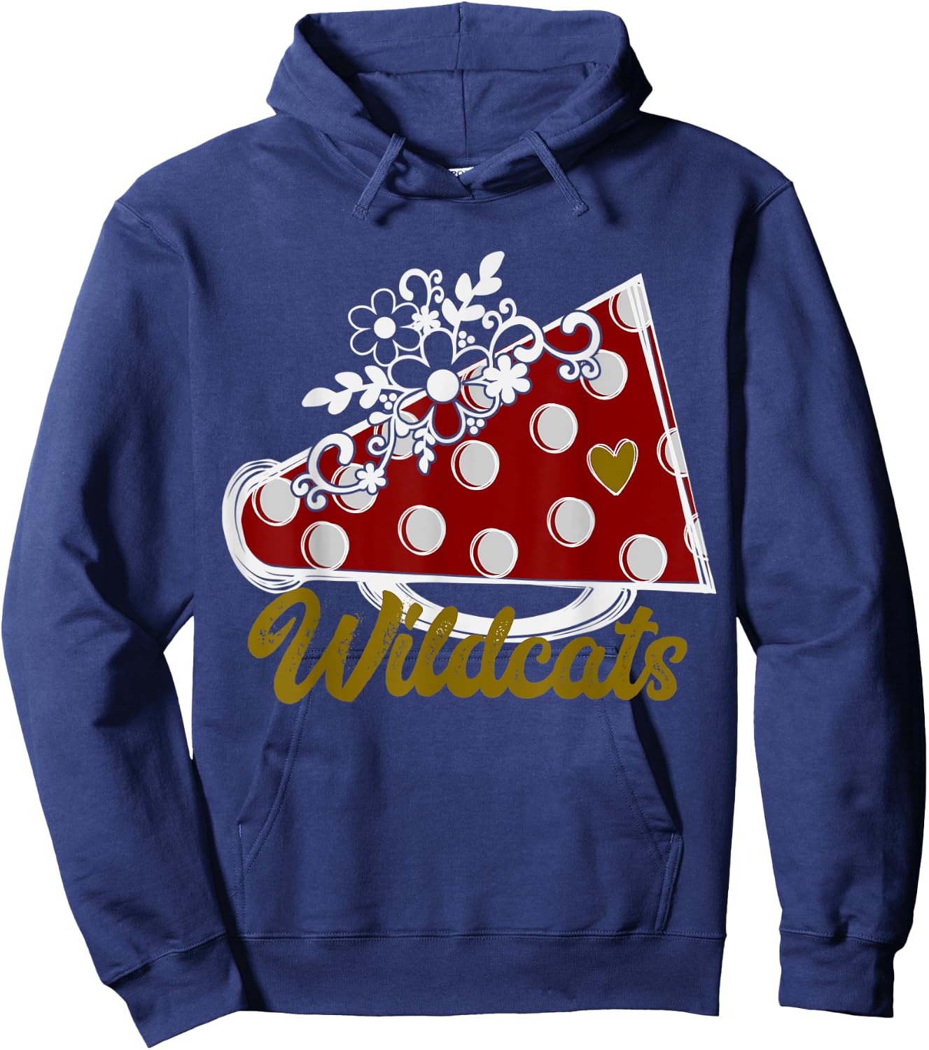 Cheer WILDCATS Shirt, Maroon Megaphone Heart Flower Accent Hoodie - Hoodie | Navy