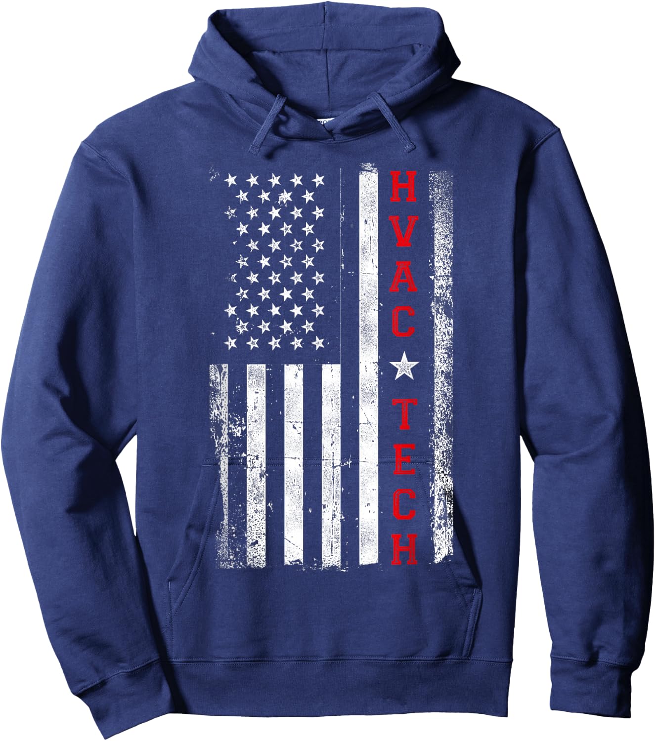 HVAC Technician Tech American Flag Vintage Hvac Technician Hoodie - Hoodie | Navy