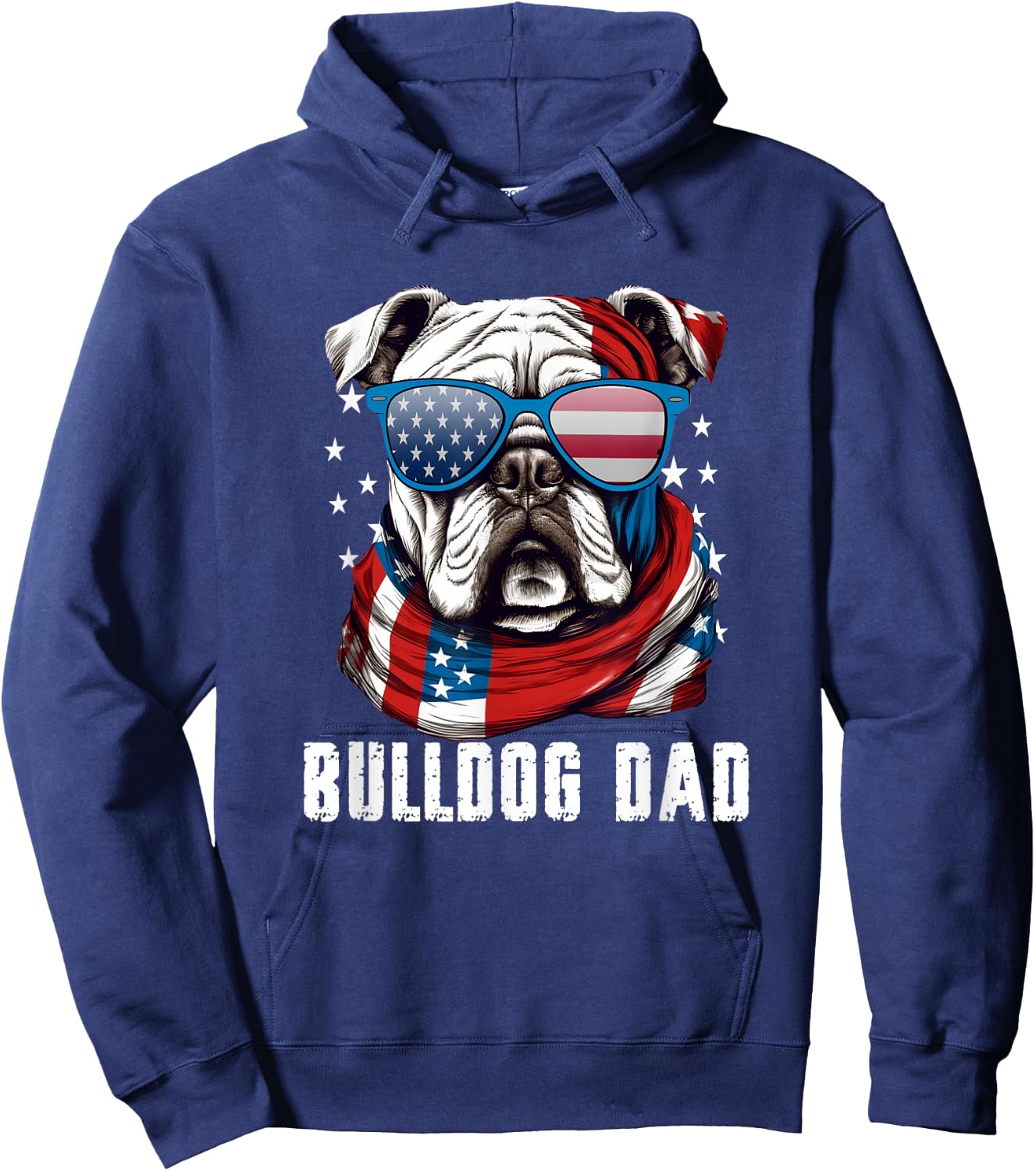 American Bulldog Dad USA Flag 4th of July Dog Father Hoodie - Hoodie | Navy