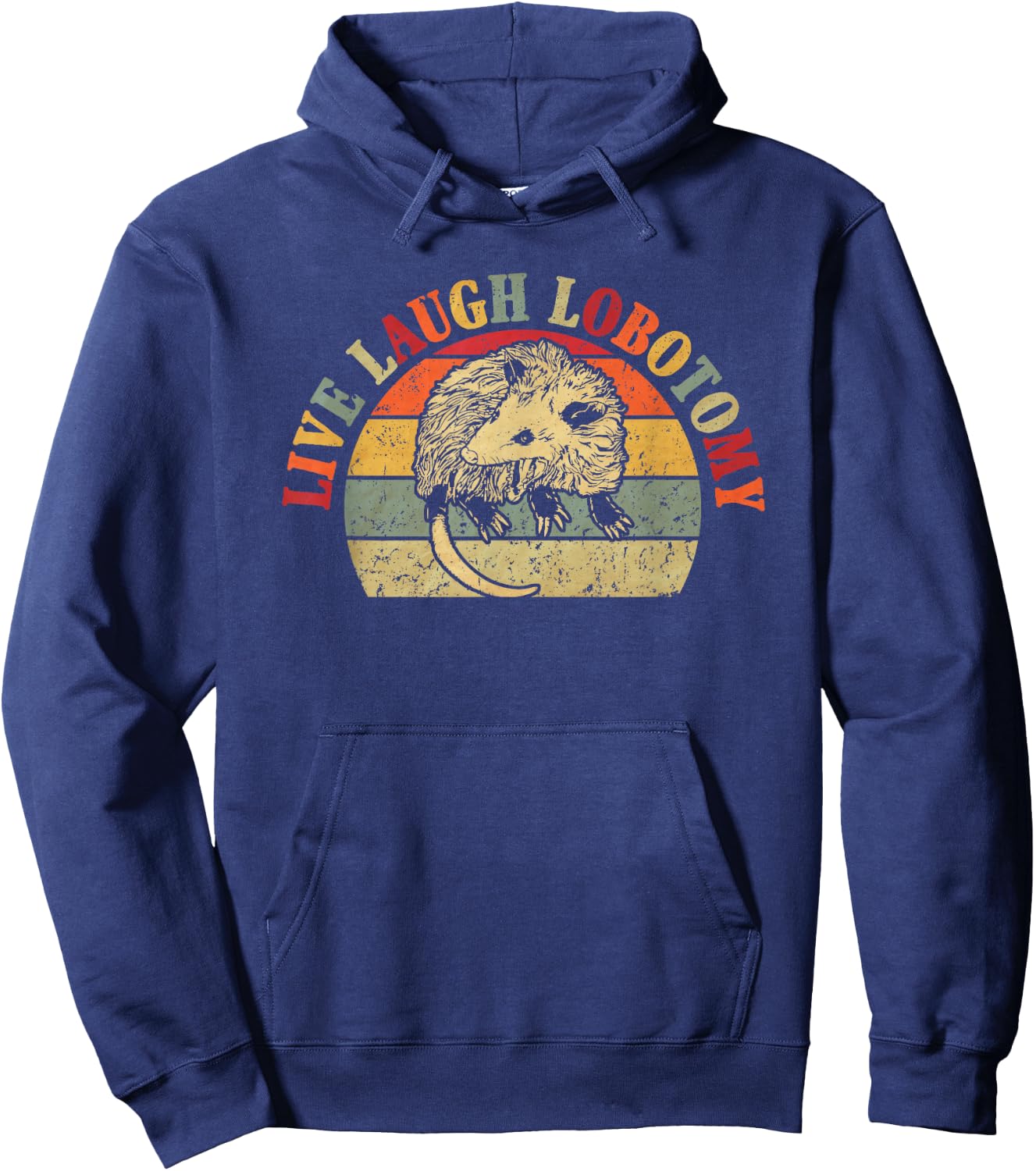 Vintage Live & Laugh Lobotomy Lobotomies Opossum Lovers Hoodie - Hoodie | Navy