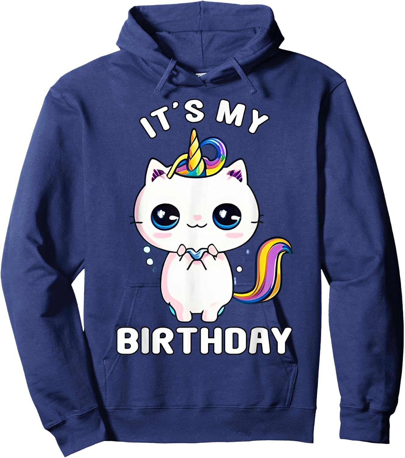 It's My Birthday Caticorn Meowgical Cat Kittycorn Unicorn Women Girls Kids Hoodie - Hoodie | Navy