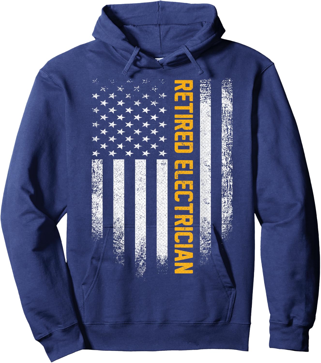 Vintage USA Flag Retired Electrician Retirement Electrical Hoodie - Hoodie | Navy